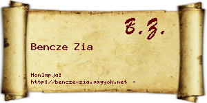 Bencze Zia névjegykártya